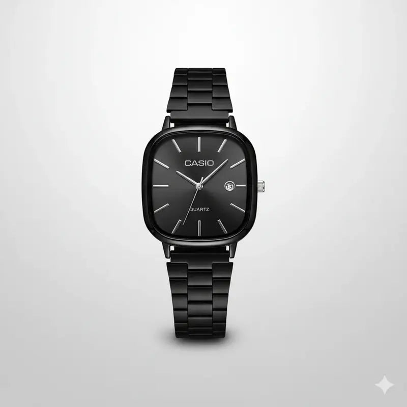 Montre Casio Analogique Noire Carrée en Métal | watchfyy
