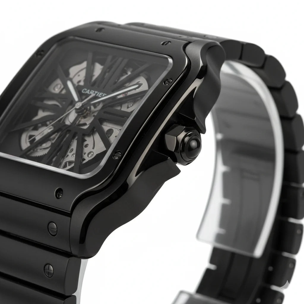 Cartier Santos Skeleton Noir – Edition Acier Black Metal
