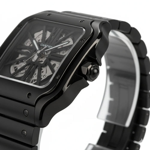 Cartier Santos Skeleton Noir – Edition Acier Black Metal