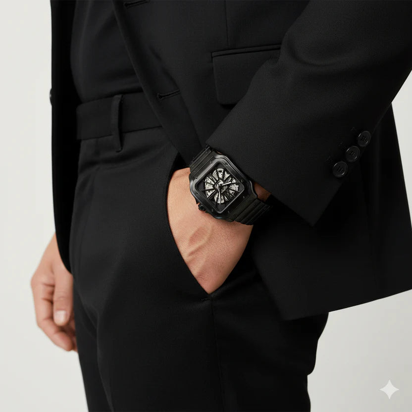 Cartier Santos Skeleton Noir – Edition Acier Black Metal