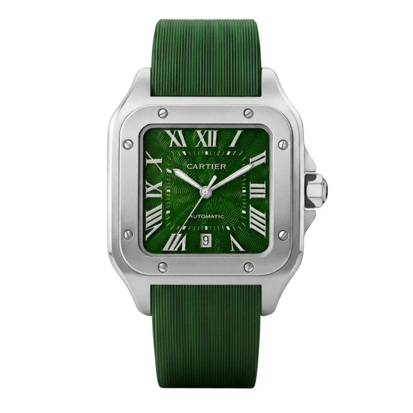 Montre Cartier Santos – Cadran Vert & Boîtier Argent