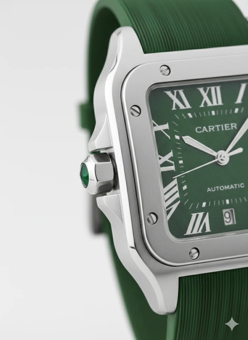 Montre Cartier Santos – Cadran Vert & Boîtier Argent