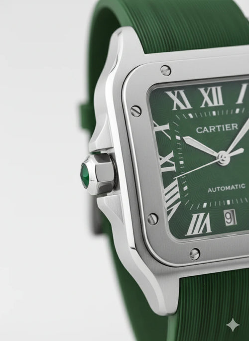 Montre Cartier Santos – Cadran Vert & Boîtier Argent