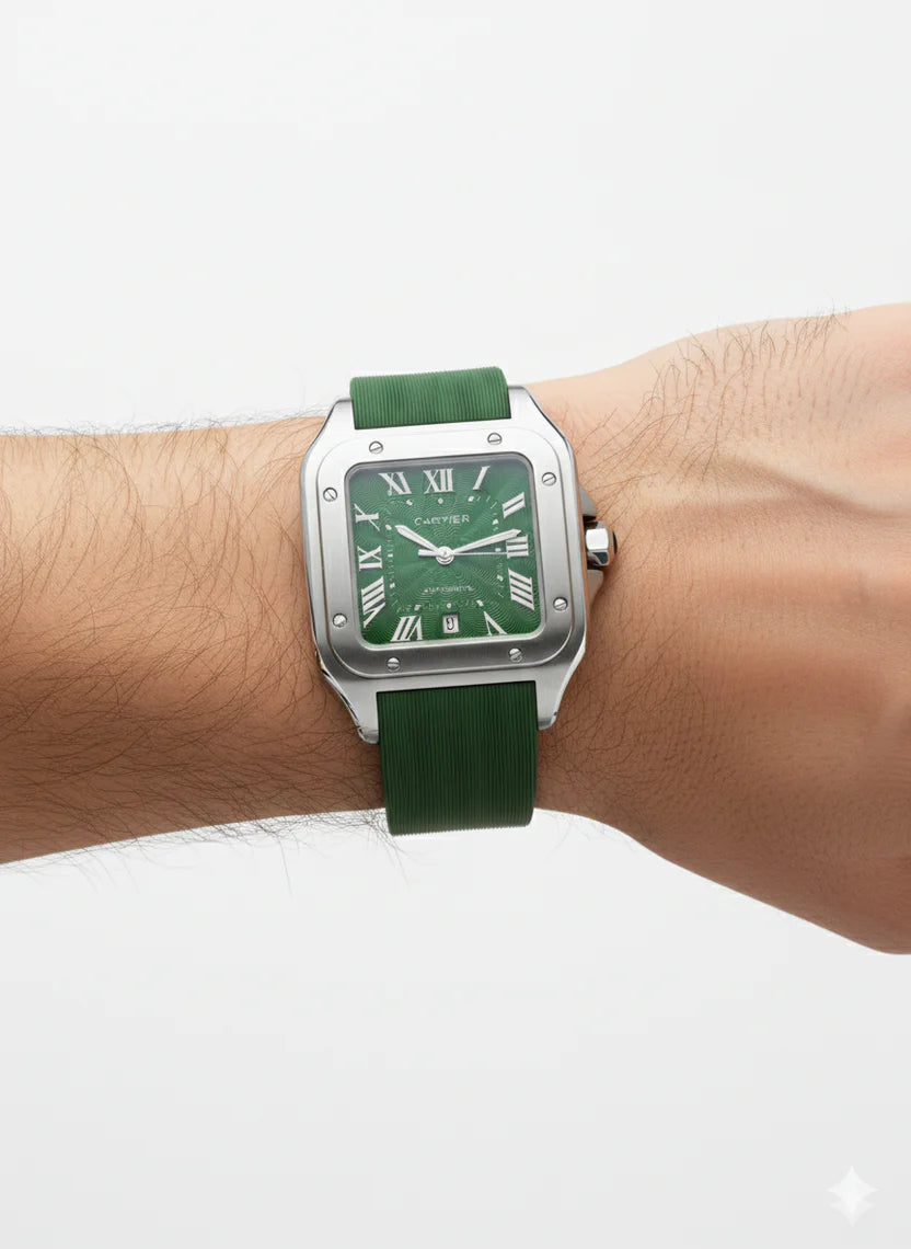 Montre Cartier Santos – Cadran Vert & Boîtier Argent