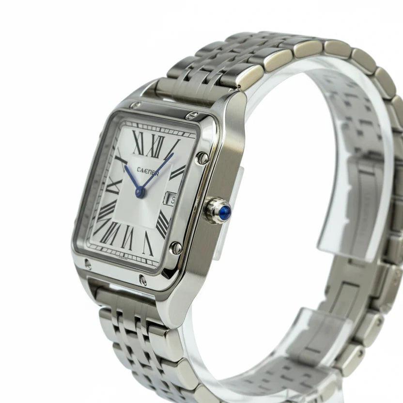 Montre Cartier Style Santos en Acier Inoxydable Argent