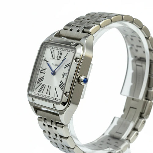 Montre Cartier Style Santos en Acier Inoxydable Argent