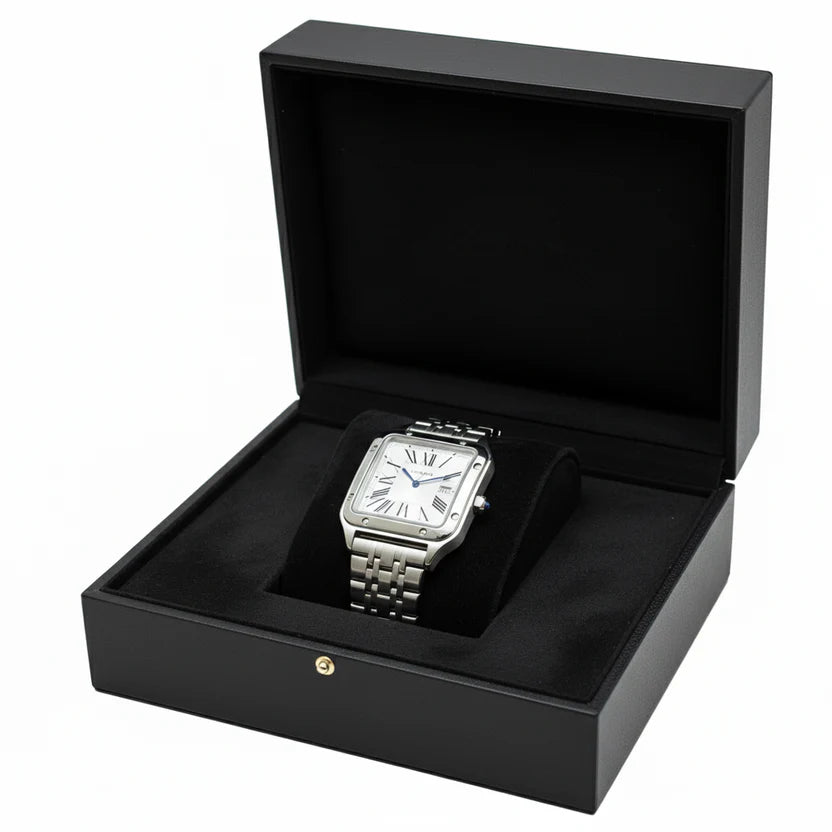Montre Cartier Style Santos en Acier Inoxydable Argent