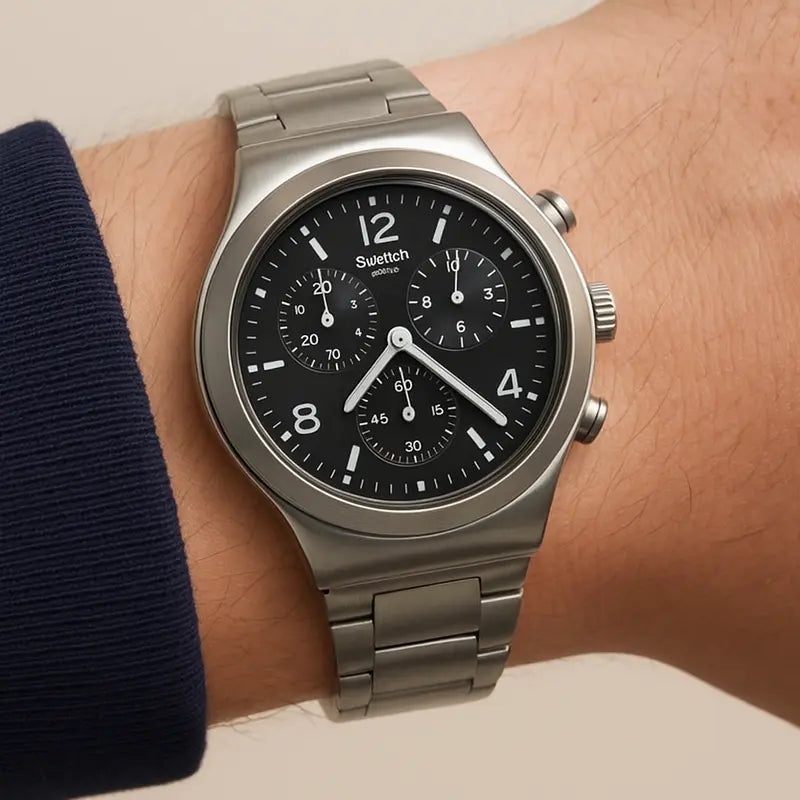 Montre Swatch Irony Chrono Cadran Noir Acier Inoxydable