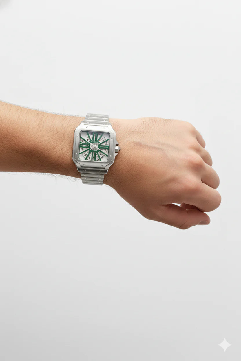 Cartier Santos Skeleton Argent – Bracelet Acier Inoxydable