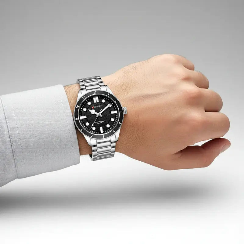 Montre Homme Curren 8450 Fond Noir – Chronographe Élégant en Acier