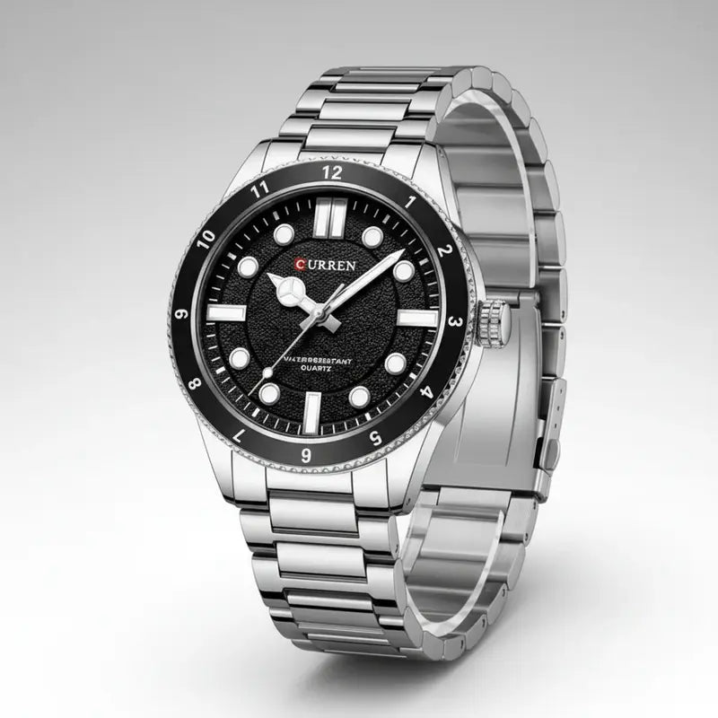 Montre Homme Curren 8450 Fond Noir – Chronographe Élégant en Acier