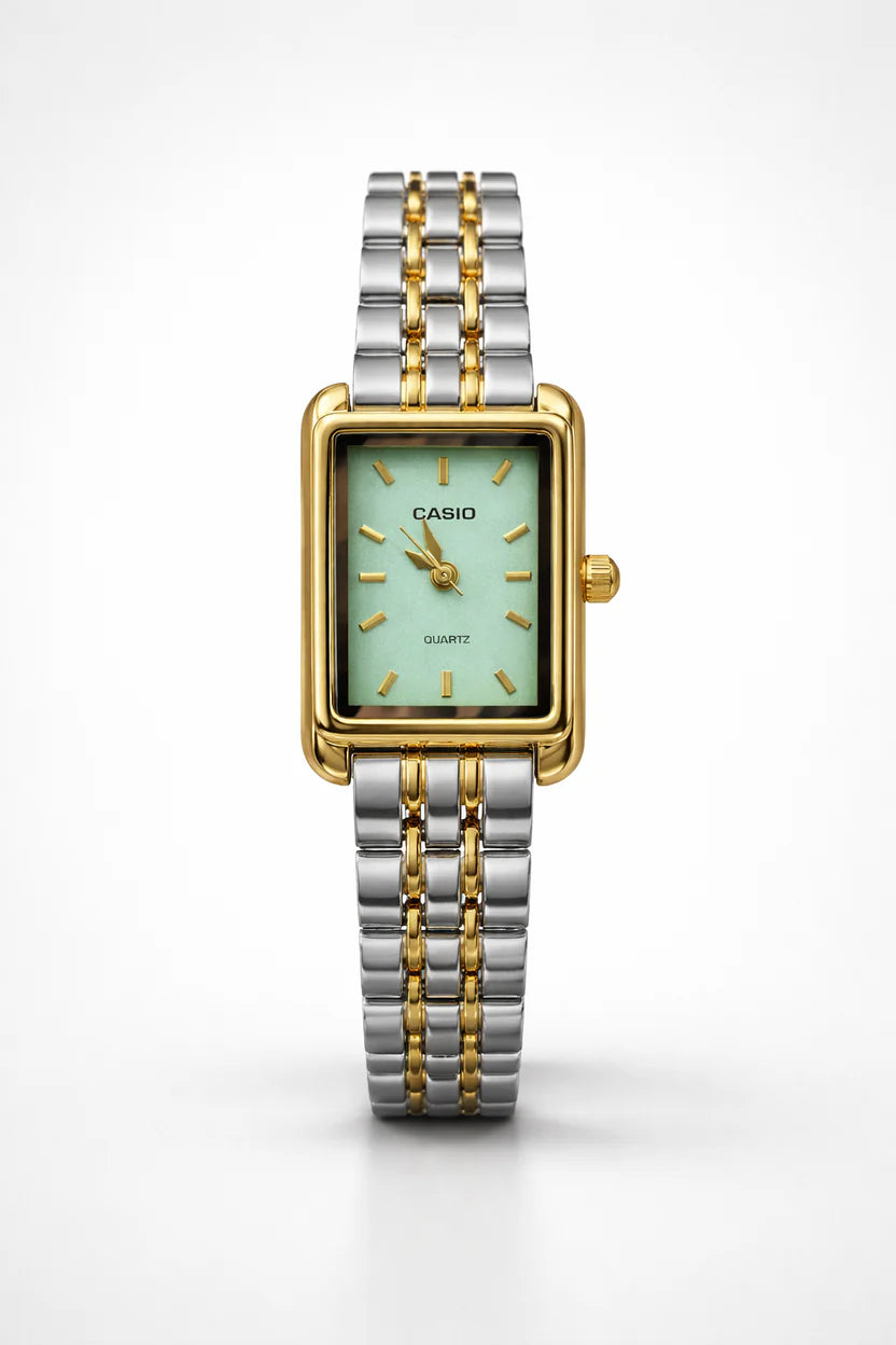 Montre Casio Femme Bicolore Cadran Vert Menthe