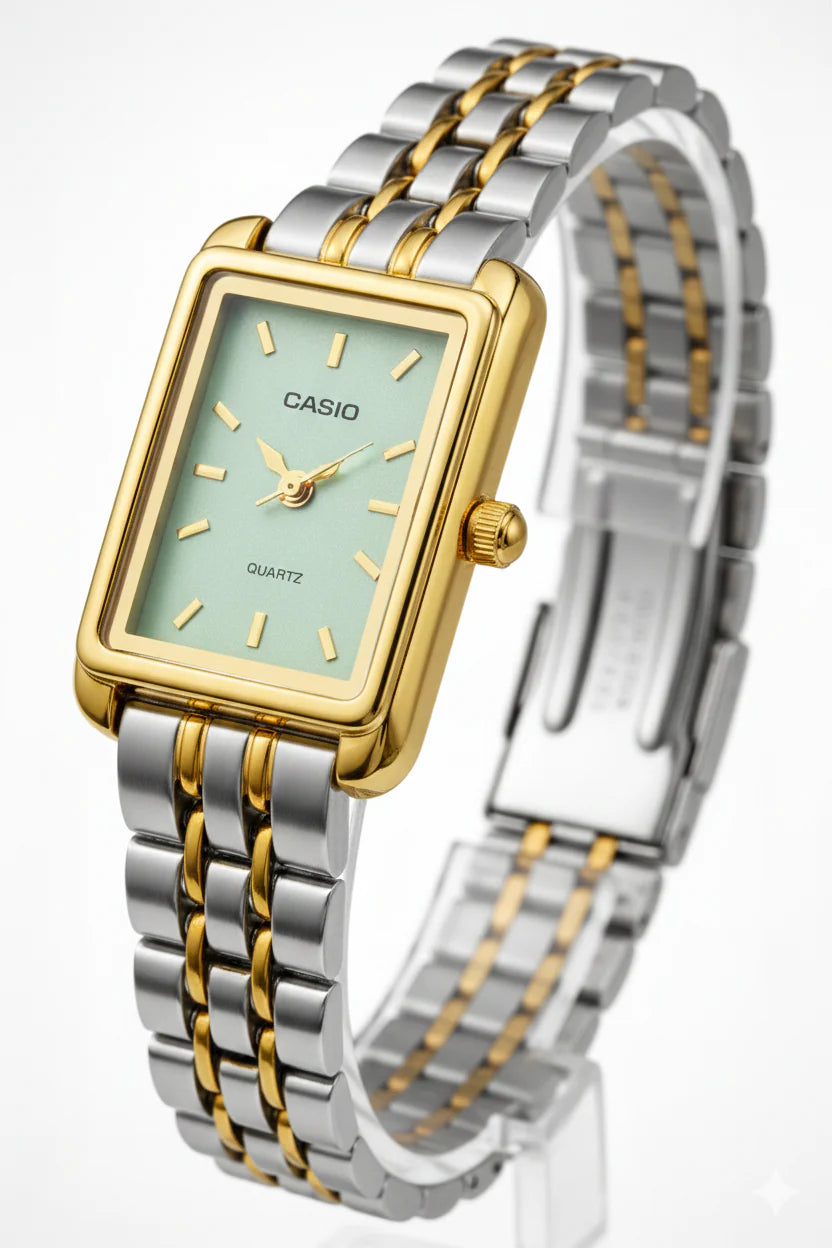 Montre Casio Femme Bicolore Cadran Vert Menthe