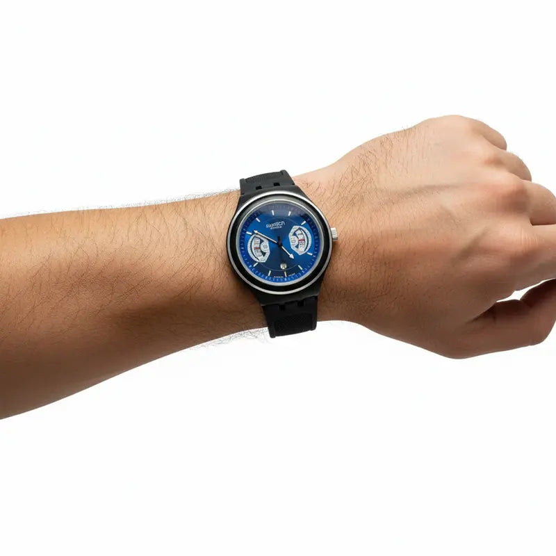 Montre Swatch Chronographe à Bracelet en Caoutchouc Bleu - Sportive et Élégante