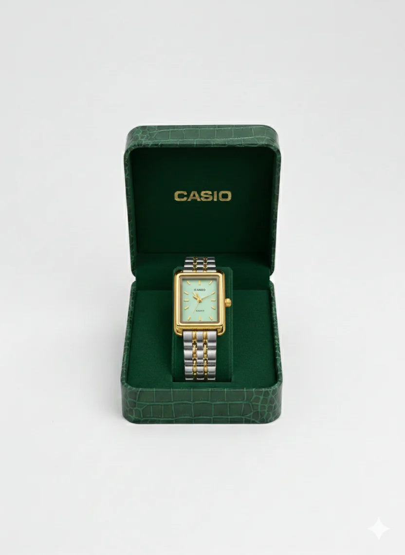 Montre Casio Femme Bicolore Cadran Vert Menthe