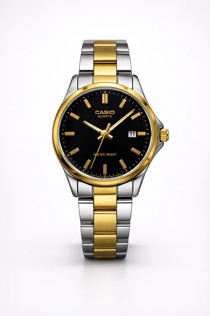 Montre Casio Femme Bicolore Cadran Noir avec Date