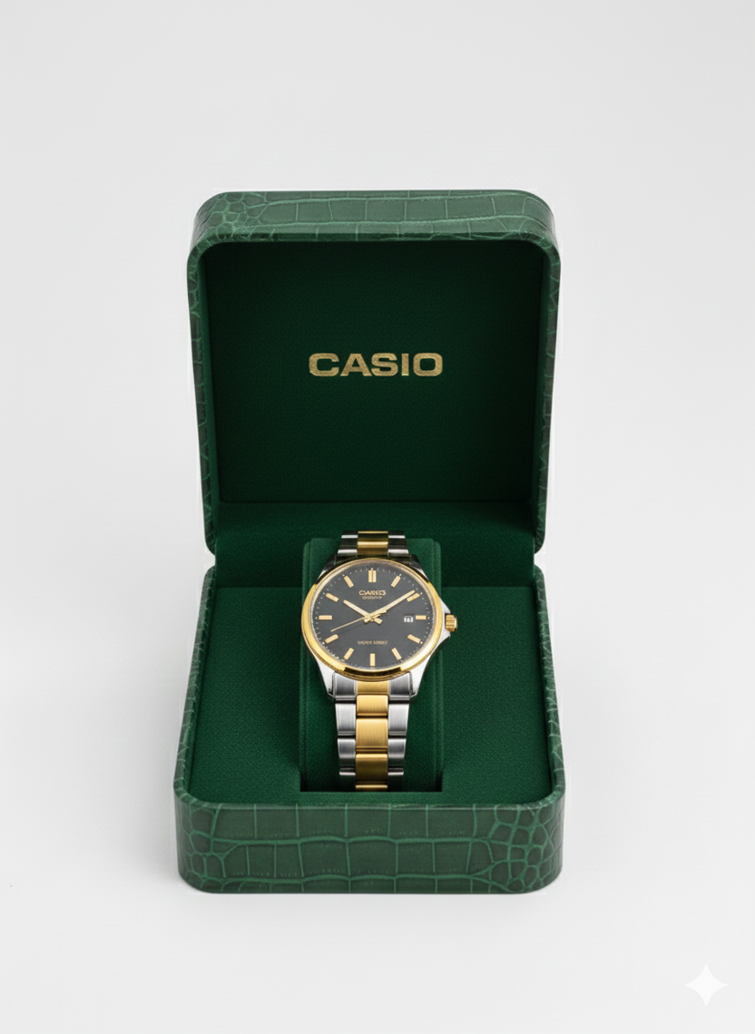 Montre Casio Femme Bicolore Cadran Noir avec Date