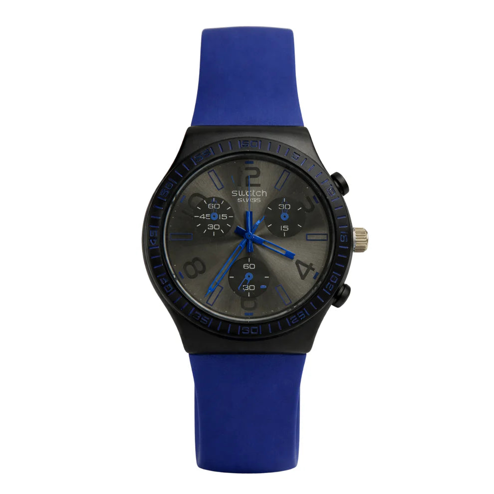 Montre Swatch Chrono Plastic 'Blue Grid' - Chronographe Sport Unisexe