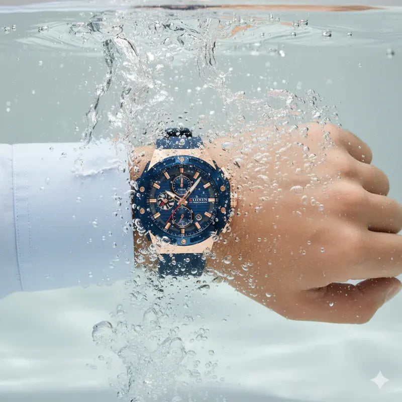 Montre Homme Curren 8462 Bleu – Chronographe Quartz, Bracelet Silicone