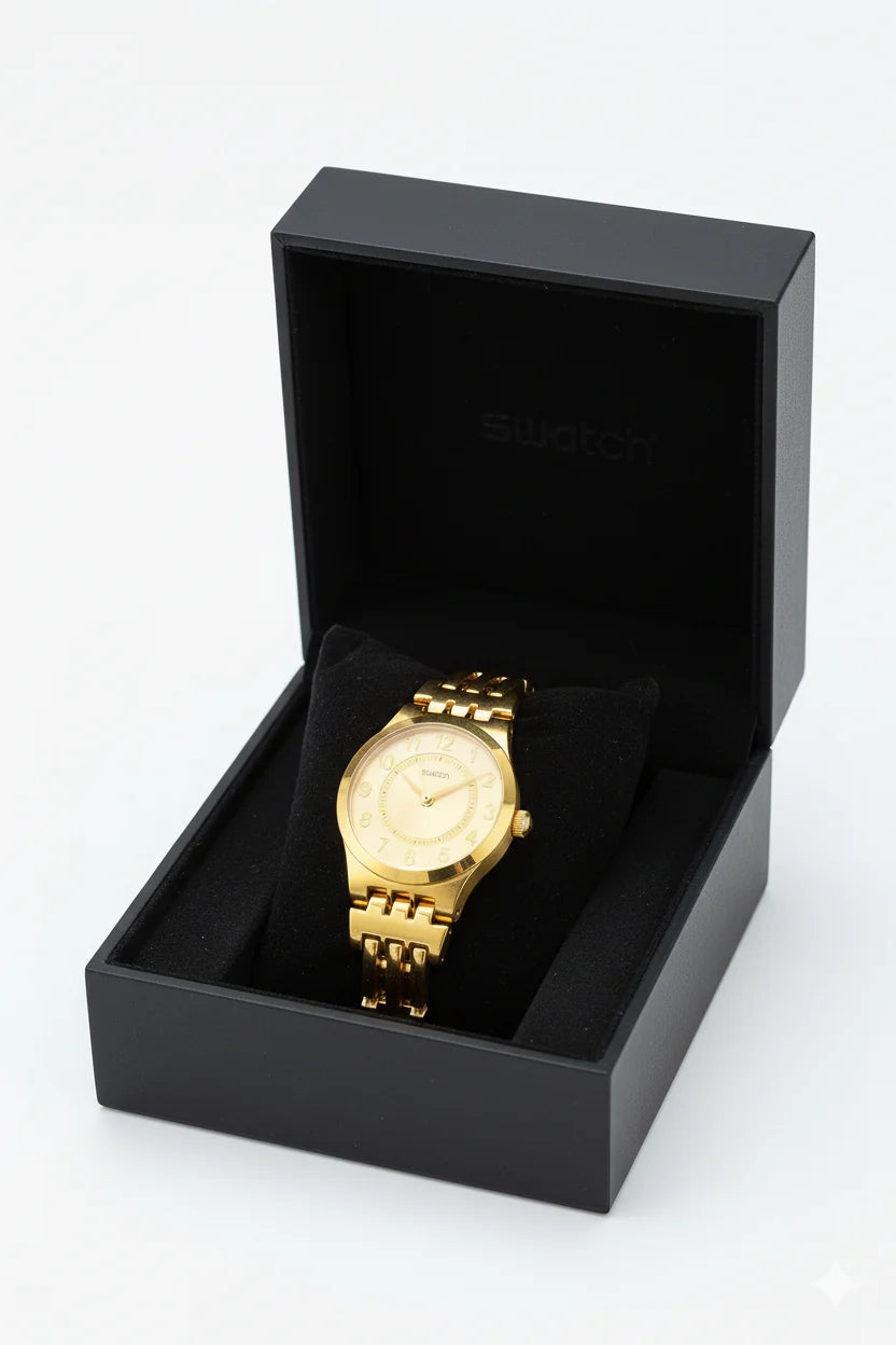 Montre Femme Swatch Dorée Élégante