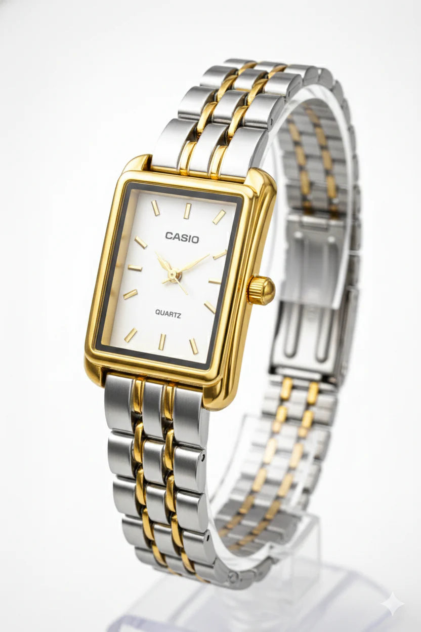 Montre Casio Femme Bicolore Cadran Blanc