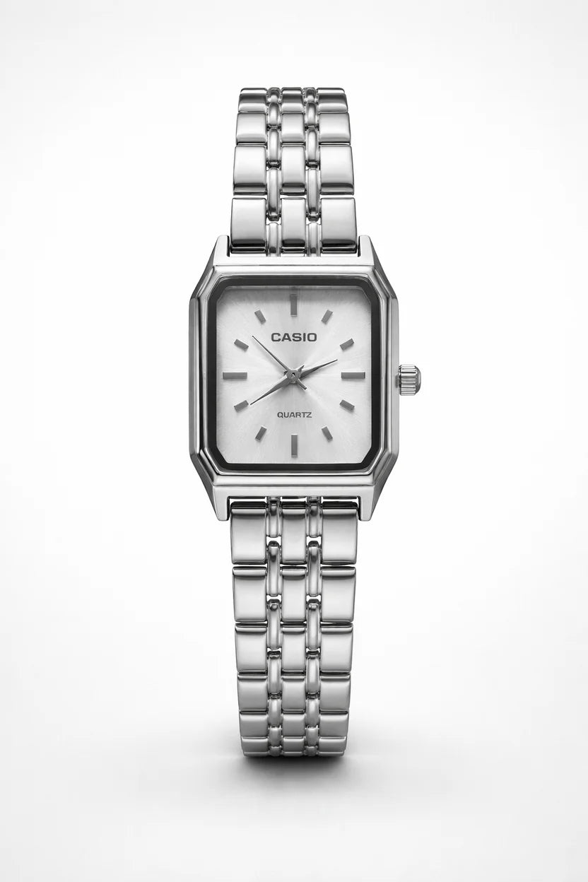 Montre Casio Carrée Femme Acier Argenté