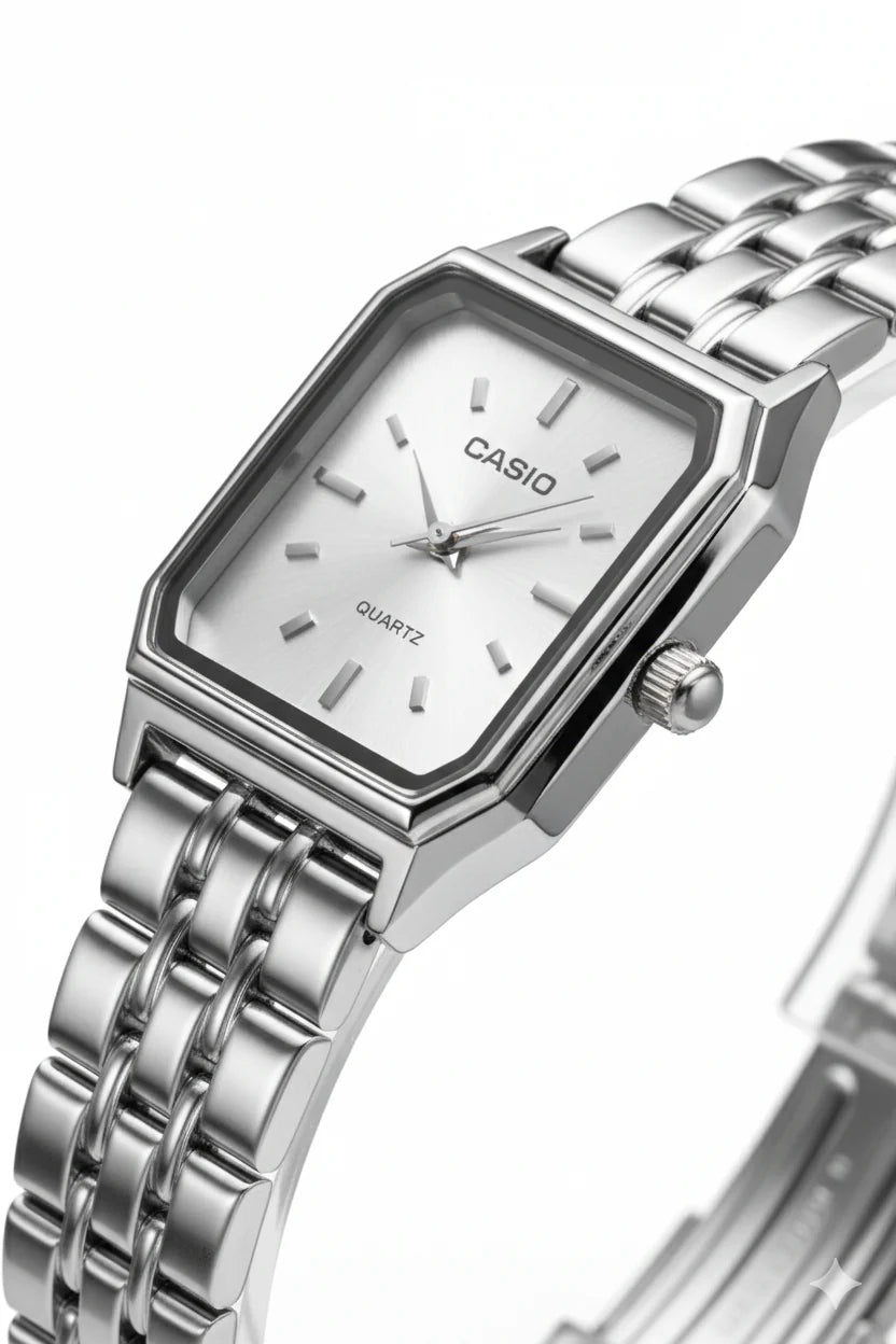 Montre Casio Carrée Femme Acier Argenté