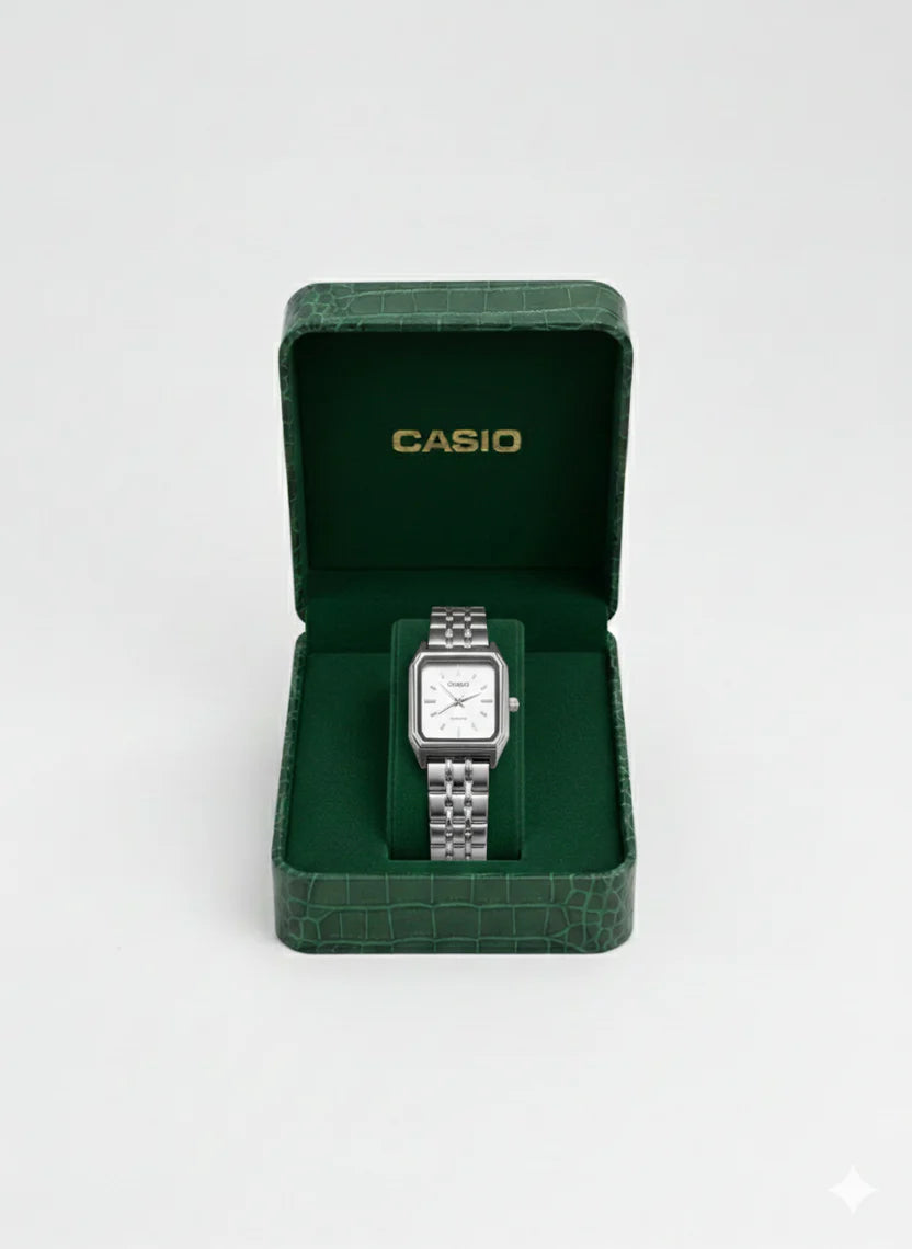 Montre Casio Carrée Femme Acier Argenté