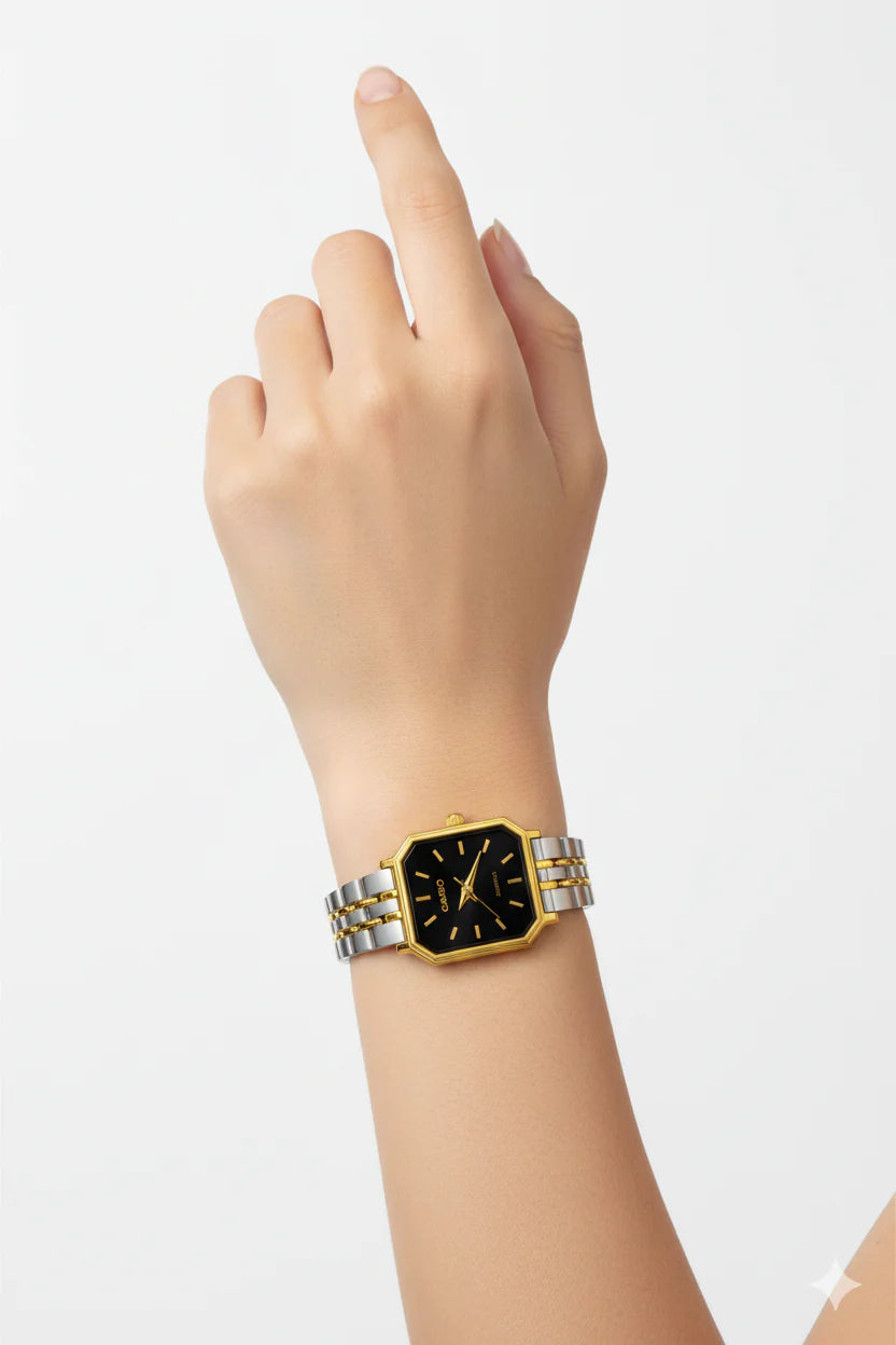 Montre Casio Femme Bicolore Cadran Noir