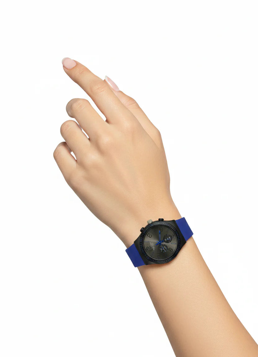 Montre Swatch Chrono Plastic 'Blue Grid' - Chronographe Sport Unisexe