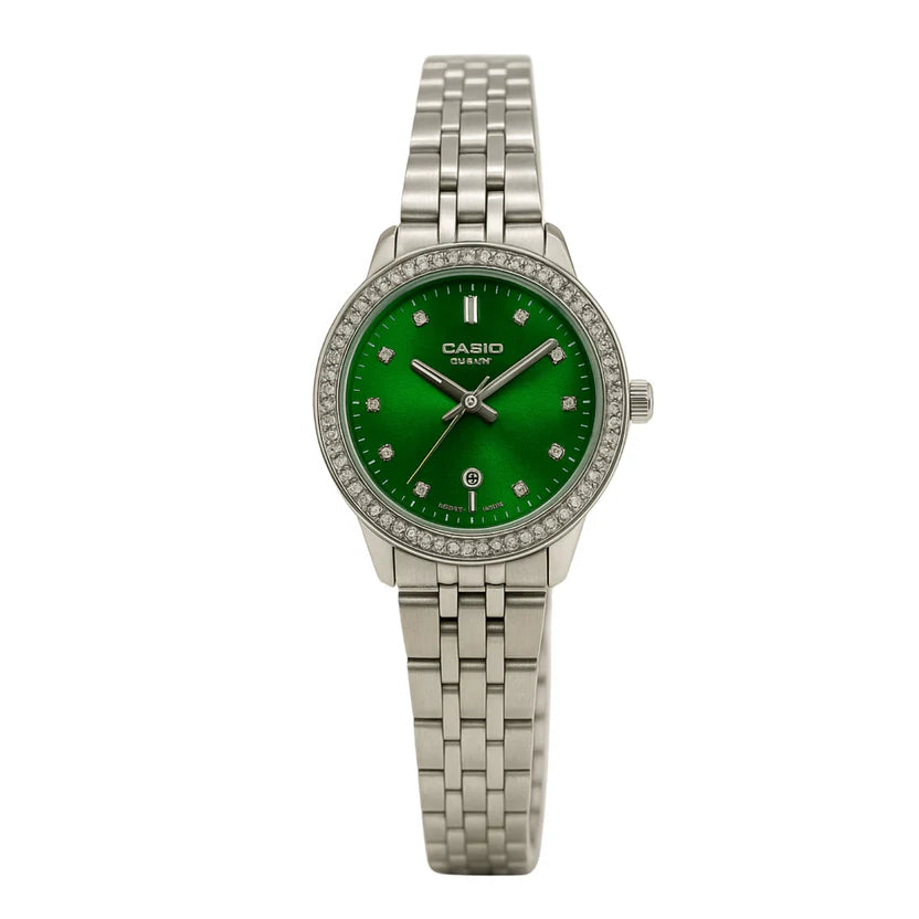 Montre Casio Sheen Femme Émeraude Strass Acier